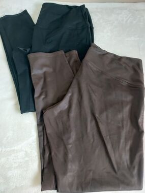BUNDLE DG2 by Diane Gilman PXL Slim & Sleek Coated Leggings 2 Pair Black & Brown
